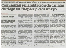 Comienzan rehabilitación de canales de riego de Chepén y Pacasmayo (Fuente: La Industria)