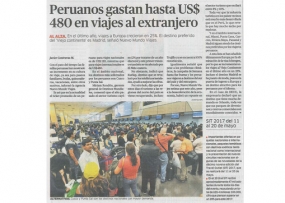 Peruanos gastan hasta US$ 480 en viajes al extranjero (Fuente: La República)