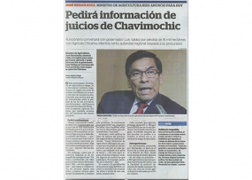 Pedirá información de juicios de Chavimochic (Fuente: La Industria)