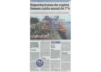 Exportaciones de región tiene caída anual de 7 % (Fuente: La Industria)