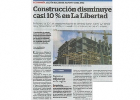 Construcción disminuye casi 10 % en La Libertad (Fuente: La Industria)