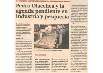 Pedro Olaechea y la agenda pendiente en industria y pesquería (Fuente: Gestión)