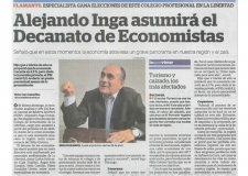 Alejandro Inga asumirá el Decanato de Economistas (Fuente: La Industria)