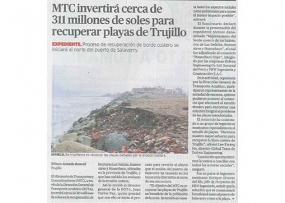 MTC invertirá cerca de 311 millones de soles para recuperar playas de Trujillo (Fuente: La República)
