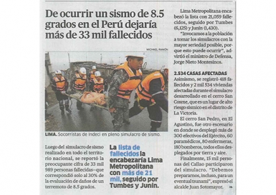 De ocurrir un sismo de 8.5 grados en el Perú dejaría más de 33 mil fallecidos (Fuente: La República)