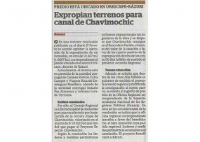 Expropian terrenos para canal de Chavimochic (Fuente: La Industria)